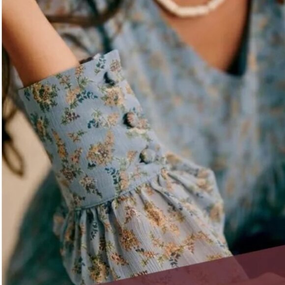 Sezane Aurena Dress Vintage Blue Prairie 6 - Picture 4 of 16